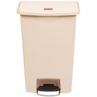 Rubbermaid 1883458 Slim Jim Resin Beige Front Step-On Rectangular Trash Can - 52 Qt. / 13 Gallon