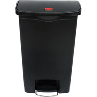 Rubbermaid 1883611 Slim Jim Resin Black Front Step-On Rectangular Trash Can - 52 Qt. / 13 Gallon