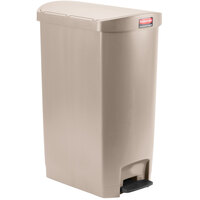 Rubbermaid 1883551 Slim Jim Resin Beige End Step-On Rectangular Trash Can with Rigid Plastic Liner - 72 Qt. / 18 Gallon