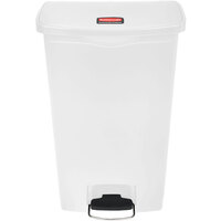 Rubbermaid 1883559 Slim Jim Resin White Front Step-On Rectangular Trash Can - 72 Qt. / 18 Gallon