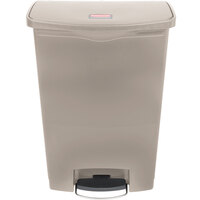 Rubbermaid 1883552 Slim Jim Resin Beige Front Step-On Rectangular Trash Can - 96 Qt. / 24 Gallon