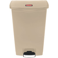 Rubbermaid 1883460 Slim Jim Resin Beige Front Step-On Rectangular Trash Can - 72 Qt. / 18 Gallon