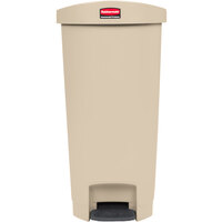 Rubbermaid 1883459 Slim Jim Resin Beige End Step-On Rectangular Trash Can with Rigid Plastic Liner - 52 Qt. / 13 Gallon