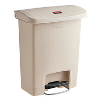 Rubbermaid 1883456 Slim Jim Resin Beige Rectangular Front Step-On Trash Can - 32 Qt. / 8 Gallon