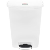 Rubbermaid 1883561 Slim Jim Resin White Front Step-On Rectangular Trash Can - 96 Qt. / 24 Gallon