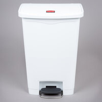 Rubbermaid 1883557 Slim Jim Resin White Front Step-On Rectangular Trash Can - 52 Qt. / 13 Gallon