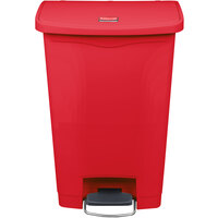 Rubbermaid 1883566 Slim Jim Resin Red Front Step-On Rectangular Trash Can - 52 Qt. / 13 Gallon