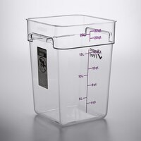 Cambro CamSquares® Classic 22 Qt. Allergen-Free Clear Square Polycarbonate Food Storage Container