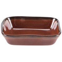 Tuxton GAR-552 TuxTrendz Artisan Red Rock 8 oz. Rectangular China Side Dish - 24/Case