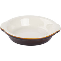 Tuxton B1N-2003 20 oz. Caramel / Eggshell Round China Au Gratin Dish - 12/Case