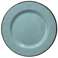 Elite Global Solutions D1025M Mojave Vintage California 10 1/2" Cameo Blue Round Crackle Melamine Plate - 6/Case