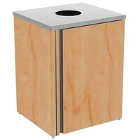 Lakeside 3410HRM Rectangular Stainless Steel Refuse Station with Top Access and Hard Rock Maple Laminate Finish - 26 1/2" x 23 1/4" x 34 1/2"