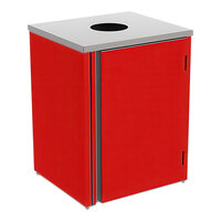 Lakeside 3410RD Rectangular Stainless Steel Refuse Station with Top Access and Red Laminate Finish - 26 1/2" x 23 1/4" x 34 1/2"