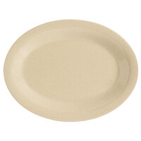 GET OP-950-S 9 3/4" x 7 1/4" Tahoe Oval Sandstone Platter - 24/Case