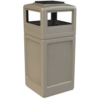 Commercial Zone 73300299 PolyTec 42 Gallon Square Beige Waste Container and Ashtray Dome Lid Set