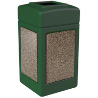 Commercial Zone 720354 StoneTec 42 Gallon Forest Green Square Decorative Waste Receptacle with Riverstone Panels