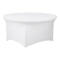 Snap Drape CN420R6030010 Contour Cover 60" Round White Spandex Table Cover