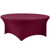 Snap Drape CN420R7230046 Contour Cover 72" Round Burgundy Spandex Table Cover