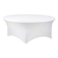Snap Drape CN420R7230010 Contour Cover 72" Round White Spandex Table Cover