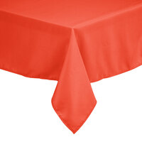 Intedge 72" x 120" Rectangular Orange 100% Polyester Hemmed Cloth Table Cover