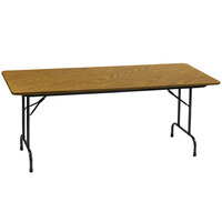 Correll Heavy-Duty Folding Table, 30" x 96" Laminate Top, Medium Oak