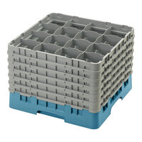 Cambro 16S1214414 Camrack 12 5/8" High Customizable Teal 16 Compartment Glass Rack with 6 Extenders