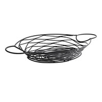 Tablecraft BK171372 Artisan Oval Black Metal Basket with Ramekin Holders - 13" x 7" x 2"