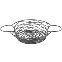 Tablecraft BK171182 Artisan Round Black Metal Basket with Ramekin Holders - 11" x 8" x 2"