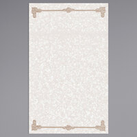 Choice 8 1/2" x 14" Tan Menu Paper - Scroll Border - 100/Pack