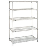 Metro 5A557C Stationary Super Erecta Adjustable 2 Series Chrome Wire Shelving Unit - 24" x 48" x 74"