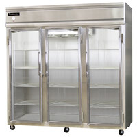 Continental Refrigerator 3FNGD 78" Three Section Glass Door Reach-In Freezer - 70 cu. ft.