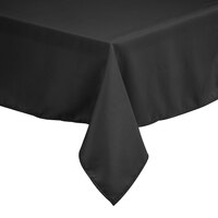 Intedge 72" x 120" Rectangular Black 100% Polyester Hemmed Cloth Table Cover