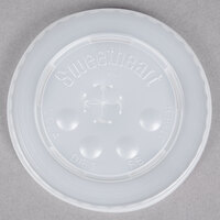 Solo L16BL-0100 12-24 oz. Translucent Flat Plastic Lid with Straw Slot and Identification Buttons   - 125/Pack