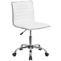 Flash Furniture DS-512B-WH-GG Mid-Back Designer Ribbed White Leather Office Chair / Task Chair