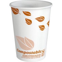 EcoChoice 12 oz. Leaf Print Compostable Paper Hot Cup - 50/Pack