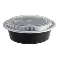 Choice 32 oz. Black Round Microwavable Heavy Weight Container with Lid - 150/Case