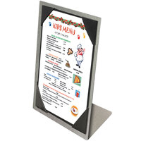 Menu Solutions MTPIX-46 Alumitique Aluminum Menu Tent with Picture Corners - Brushed Finish - 4" x 6"