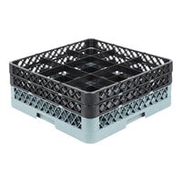 Noble Products 9-Compartment Gray Full-Size Glass Rack with 2 Black Extenders