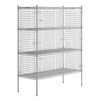 Regency NSF Stationary Chrome Wire Security Cage Kit - 24" x 60" x 74"