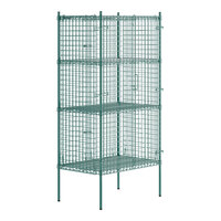 Regency NSF Stationary Green Wire Security Cage Kit - 24" x 36" x 74"