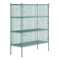 Regency NSF Stationary Green Wire Security Cage Kit - 24" x 60" x 74"