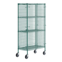 Regency NSF Mobile Green Wire Security Cage Kit - 18" x 36" x 69"