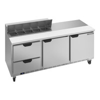 Beverage-Air SPED72HC-10-2 72" 2 Door 2 Drawer Refrigerated Sandwich Prep Table