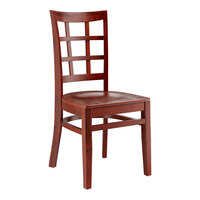 Lancaster Table & Seating Mahogany Finish Wood Window Back Chair with Mahogany Wood Seat - Assembled