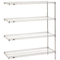 Metro AN426C Super Erecta Chrome Wire Stationary Add-On Shelving Unit - 21" x 30" x 63"