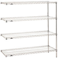 Metro AN346C Super Erecta Chrome Wire Stationary Add-On Shelving Unit - 18" x 42" x 63"