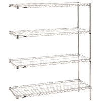 Metro Super Erecta 18" Wide Chrome Wire Stationary Add-On Shelving Unit with 63" Posts