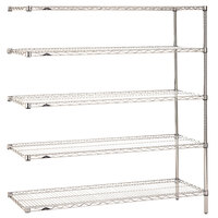 Metro 5AN467C Super Erecta Chrome Wire Stationary Add-On Shelving Unit - 21" x 60" x 74"