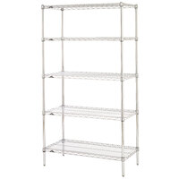 Metro 5N437C Super Erecta Chrome Wire Stationary Starter Shelving Unit - 21" x 36" x 74"