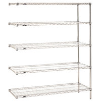 Metro 5AN557C Super Erecta Chrome Wire Stationary Add-On Shelving Unit - 24" x 48" x 74"